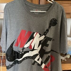 Nike Jordan Gray T-Shirt with Red and Black Graphic